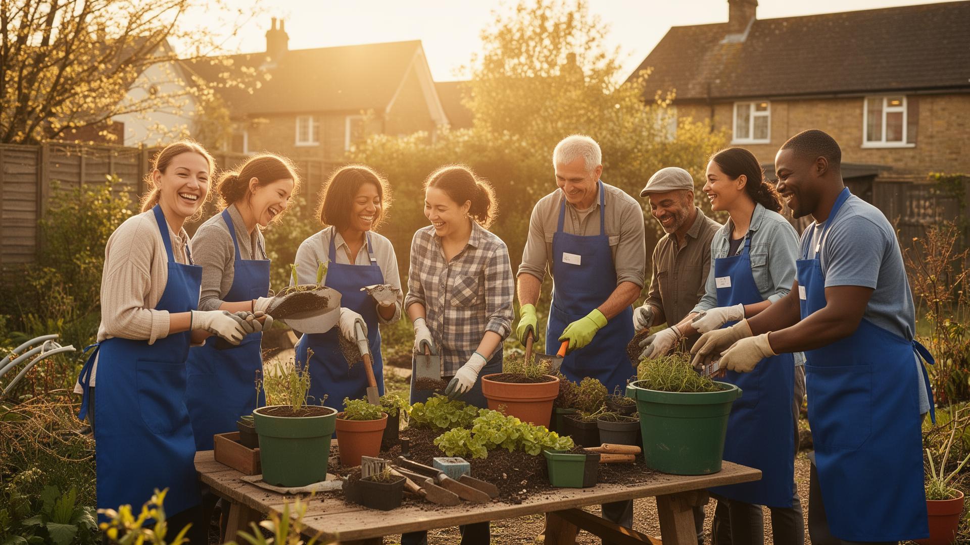 Volunteers working together in the community